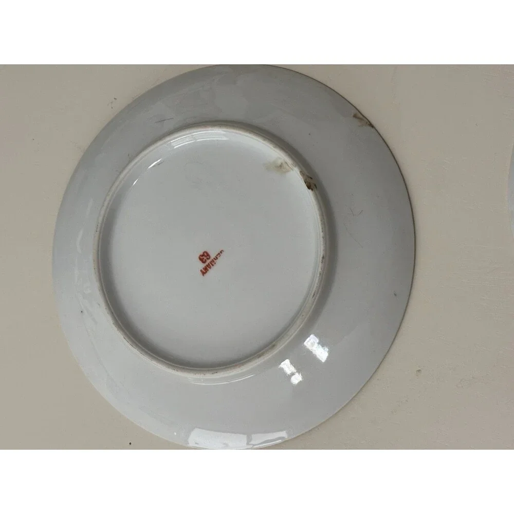 RS Prussia (4) Dessert Plates Pink/Green Floral Gold Trimmed 7.5